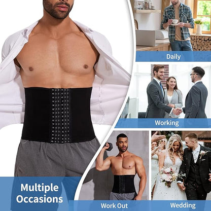 MISS MOLY Waist Trainer for Men Corset with Steel Bones Stomach Belt Waist Trimmer Belly Girdle for Fitness Body Shaper