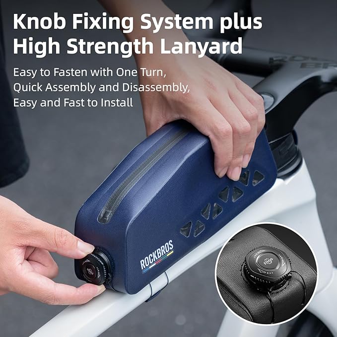 ROCKBROS Top Tube Bike Bag Waterproof Bike Frame Bag Lightweight Buckle Lock Design TPU Material Top Tube Bag Easy Install Cycling Top Tube Front Frame Pack 1L Capacity