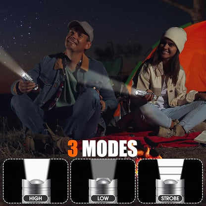 Fumete 20 Pieces LED Flashlight Mini 3 Mode Tactical Torch Small Water Resistant Pocket Flash Light Adjustable Focus Light Pen for Men, Father, Indoor Outdoor Hiking(Silver)