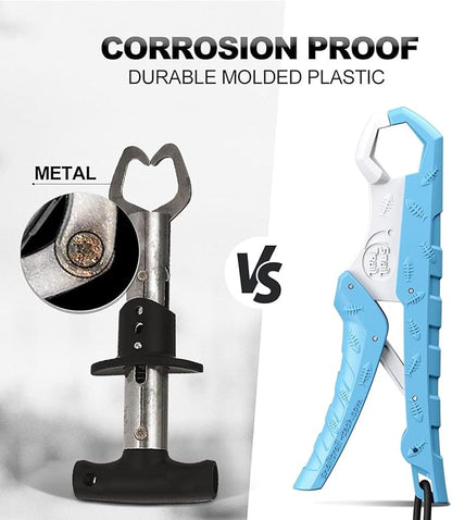 SNAIL TRAIL 7.5''/9'' Floating Fish Gripper, Fishing Grabber, Catfish Mouth Pliers, Caught Bass Holder, Digital Scale Hook Clamp, Saltwater Lip Grip Tool with Lanyard, Gifts for Men