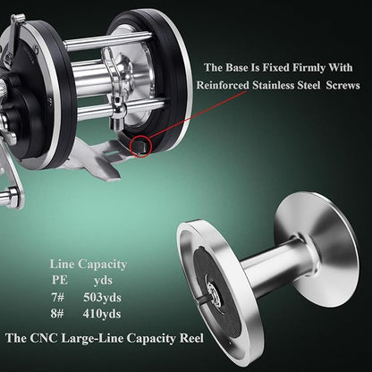 Deep Sea Fishing Reels 44-66Lb Max Drag for Saltwater or Freshwater Ocean Conventional Reel Saltwater Fishing Reel for Tuna Sailfish Swordfish