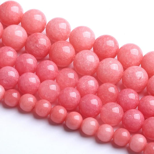 10MM 36PCS Natural Stone Pink Jade Beads Rhodochrosite Chalcedony Beads for Jewelry Making DIY Bracelet 1 Strand