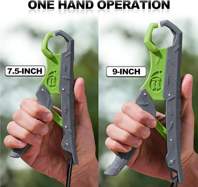 SNAIL TRAIL 7.5''/9'' Floating Fish Gripper, Fishing Grabber, Catfish Mouth Pliers, Caught Bass Holder, Digital Scale Hook Clamp, Saltwater Lip Grip Tool with Lanyard, Gifts for Men
