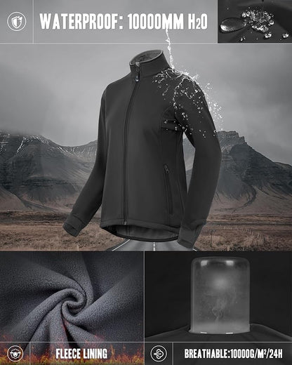 33,000ft Women's Waterproof Fleece Running Jacket Zip Up Athletic Winter Cold Weather Workout Cycling Track Jackets