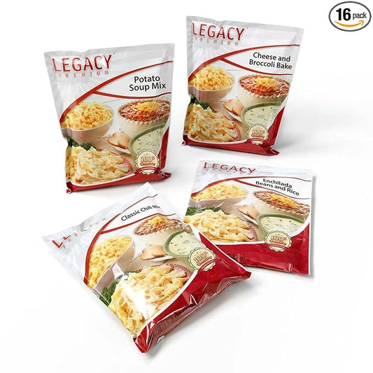 Long Term Gluten Free Food Storage Sample Pack: 16 Large Servings - 4 lbs Freeze Dried Meals - Emergency Prepper Supply with 25 Year Shelf Life