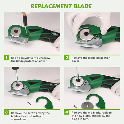 VLOXO Cordless Electric Scissors Upgraded, 4V Electric Cardboard Cutter Rechargeable Fabric Mini Cutter Rotary Multi-Cutting Power Tool with Safety Lock & LED Light for Carpet Leather Felt Storage Box