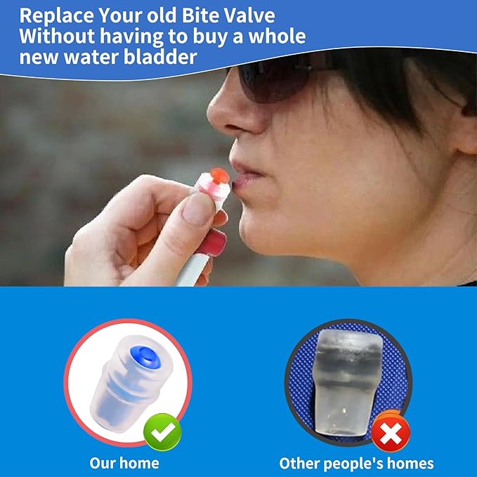 Bite Valve Replacement Mouthpiece Fit for Hydration Pack Bladder Water Backpack and Most Brands(4-Pack), with Shutoff Valve and Tube O-Ring
