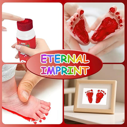 Baby Hand and Footprint Kit with Sponge Head, Baby Ink Hand and Footprint Kit, 1.69 fl oz Non-Toxic and Washable, Paw Print Kit for Dogs Suitable for Babies and Pets, Newborn Memento, Red