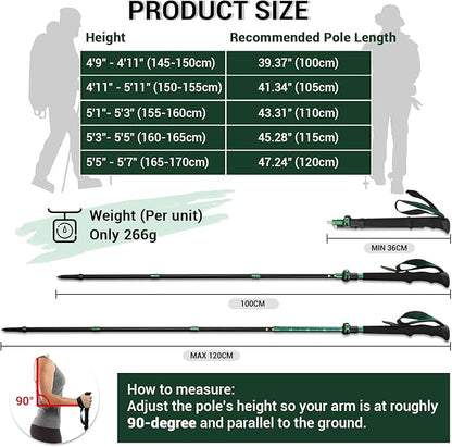 TheFitLife Collapsible Trekking Poles for Hiking – Lightweight Folding Walking Sticks for Men and Women with Extra-Long Foam Handle and Metal Flip Lock