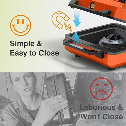 ODSD 2 Burner Camping Stove with Windshield, 20000 BTU Propane Camp Stove, Portable Folding Gas Stove, Camping Essentials Gear Includes Frying Pan, Coffee Stand & Carry Bag, Orange