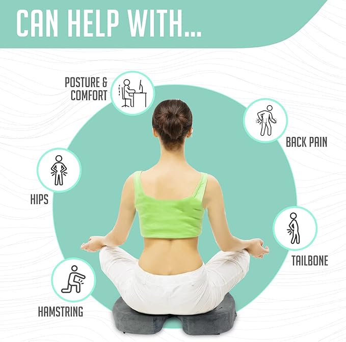 Premium Foldable Piriformis Cushion - Piriformis Pain and Sciatic Pain Relief Cushion - for Home & Office Use, Perfect for Travel or Driving