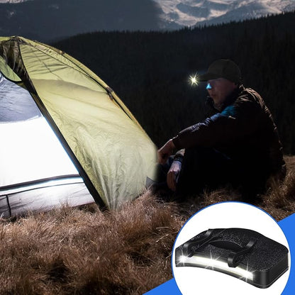 Mudder 4 Pcs Hat Light Clip Cob Cap Lights Clip on Hat Headlamp Battery Powered Cap Brim Lamp Black Waterproof Ultra Bright Headgear Flashlight for Hunting Camping Fishing Hiking