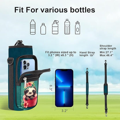 25/32/40/64oz Water Bottle Bag Holder Carrier-Insulated Crossbody Sling Case Sleeve with Strap & Pockets for Men Women Gym Cycling Travel Walking Hiking Camping