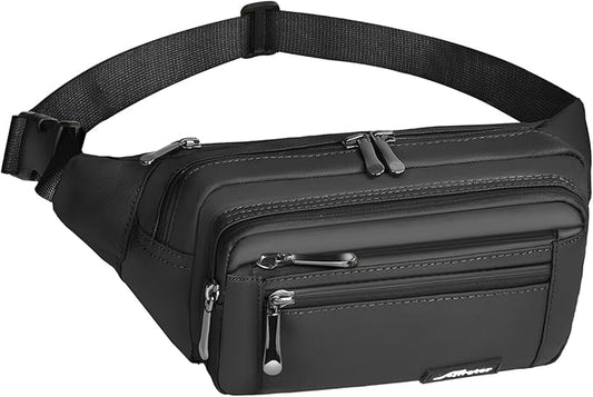 Waist Pack Bag Fanny Pack for Men&Women Hip Bum Bag with Adjustable Strap for Outdoors Workout Traveling Casual Running Hiking Cycling (Black-1)
