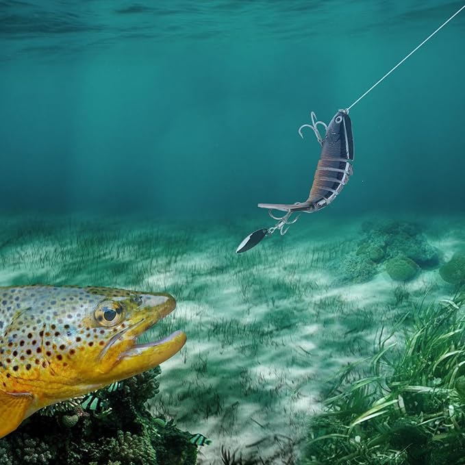 Fishing Lures with Spinner Baits Blades for Topwater, Swimbait for Trout and Bass Slow Sinking, 5pcs Fishing Hard Baits