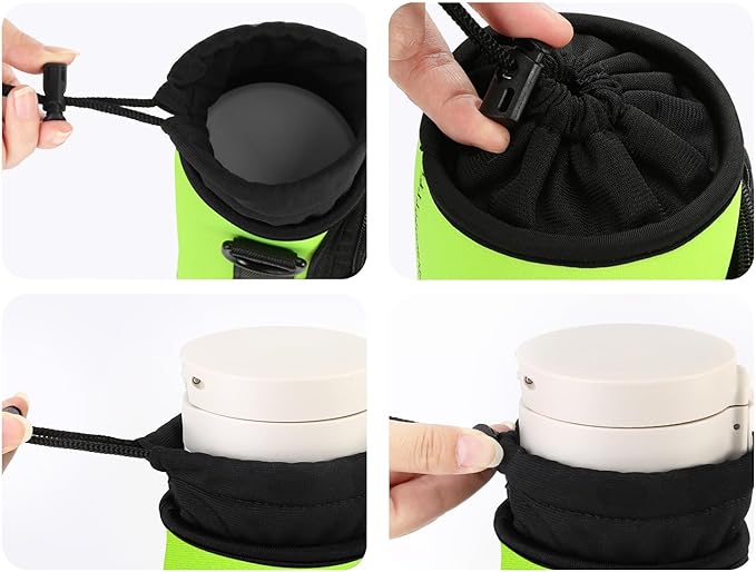 Nuovoware Water Bottle Carrier Bag,25oz/40oz/64oz Bottle Pouch Holder,Adjustable Shoulder Hand Strap 2 Pocket Sling Neoprene Sleeve Sports Accessories for Hiking Travelling Camping