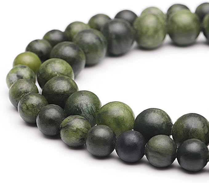 Youngbling Natural Jade Beads for Jewelry Making,10mm Green Jade Polished Round Smooth Stone Beads,Genuine Real Stone for Bracelet Necklace 15 Inch(Green Jade,10mm)