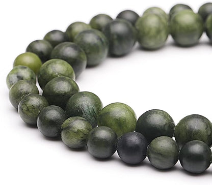 Youngbling Natural Jade Beads for Jewelry Making,10mm Green Jade Polished Round Smooth Stone Beads,Genuine Real Stone for Bracelet Necklace 15 Inch(Green Jade,10mm)
