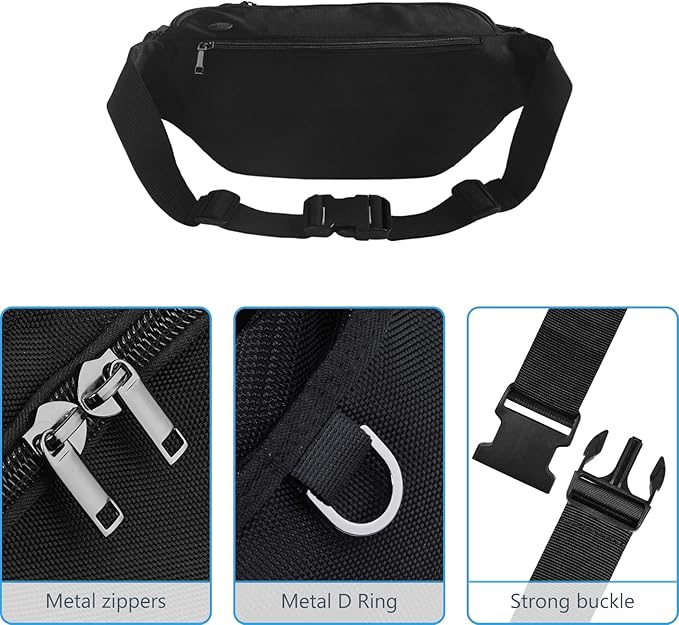 Sports Fanny Pack for Men Women, Outdoor Waist Pack Bag with 6 Zipper Pockets, Super Capacity Bum Bag with Adjustable Belt for Traveling Hiking Cycling Workout Casual