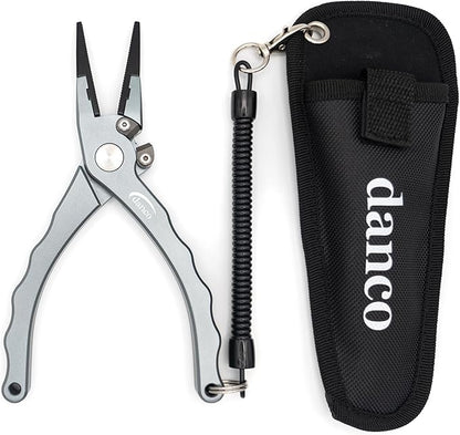 danco 7.5-inch Aluminum Fishing Pliers with Tungsten-Carbide Side Cutters - T6-6061 Aircraft Grade Aluminum Construction - Saltwater Resistant Fishing Pliers with Sheath