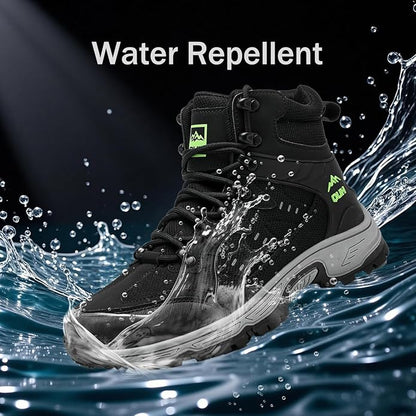 QUH Men's Outdoor Hiking Shoes Breathable Waterproof Non-Slip Mid-Cut Sports Shoes for Fitness, Outdoor Camping, Walking