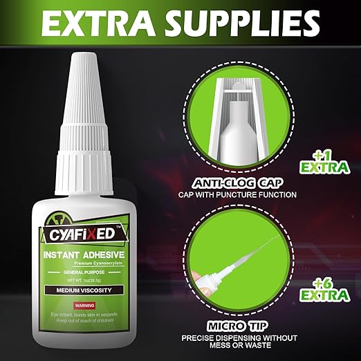 Medium Super Glue Liquid, All Purpose CA Glue with Anti-Clog Cap & Microtips for Woodworking, 3D Printing, Aquarium, Crafts, Plastic – Instant Cyanoacrylate Adhesive Repair Shoe, Ceramic, Glass