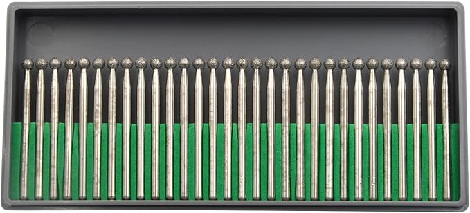 30Pcs 4mm Ball,3mm Shaft,Diamond Stone Abrasive Burs Burr Grit Bits for Rotary Tool Grinding Head Jewelry Lapidary Woodworking (Ball 4mm)