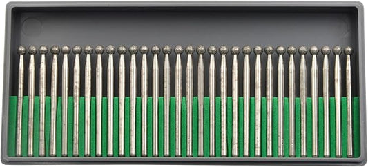 30Pcs 4mm Ball,3mm Shaft,Diamond Stone Abrasive Burs Burr Grit Bits for Rotary Tool Grinding Head Jewelry Lapidary Woodworking (Ball 4mm)