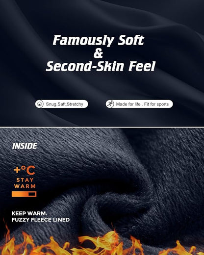 CL convallaria Long Johns Thermal Underwear for Men Soft Fleece Lined Base Layer Cold Weather Top Bottom Gift Set