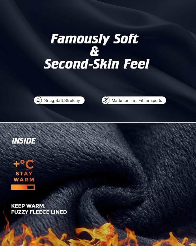 CL convallaria Long Johns Thermal Underwear for Men Soft Fleece Lined Base Layer Cold Weather Top Bottom Gift Set