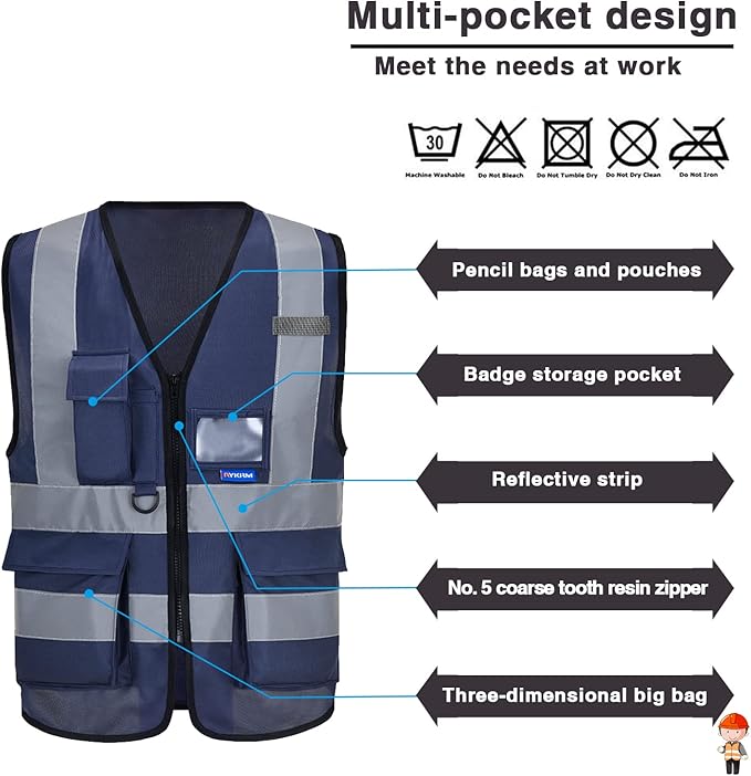 A-SAFETY High Visibility Reflective Safety Vest Customize Logo (XS-8XL)