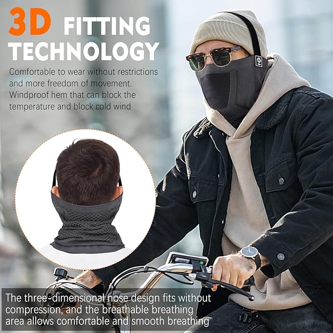 Winter Neck Warmer Gaiter Ski Face Mask, Breathable Fleece Balaclava Windproof Cold Weather Scarf