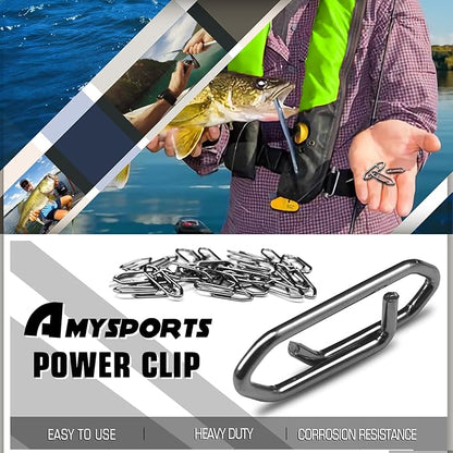 AMYSPORTS High Strength Fishing Snap Saltwater Stainless Connector Snaps Swivels Tackle Steel Power Fishing Clip Lure Quick Change Black Nickel