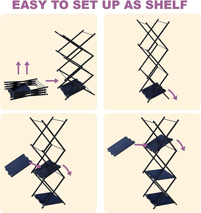 Folding Camping Table & Shelf, 2-in-1 Portable Aluminum Picnic Table and 3-Tier Storage Rack, Lightweight Low Table with Carrying Bag for Outdoor, Beach, Picnic, BBQ and Party