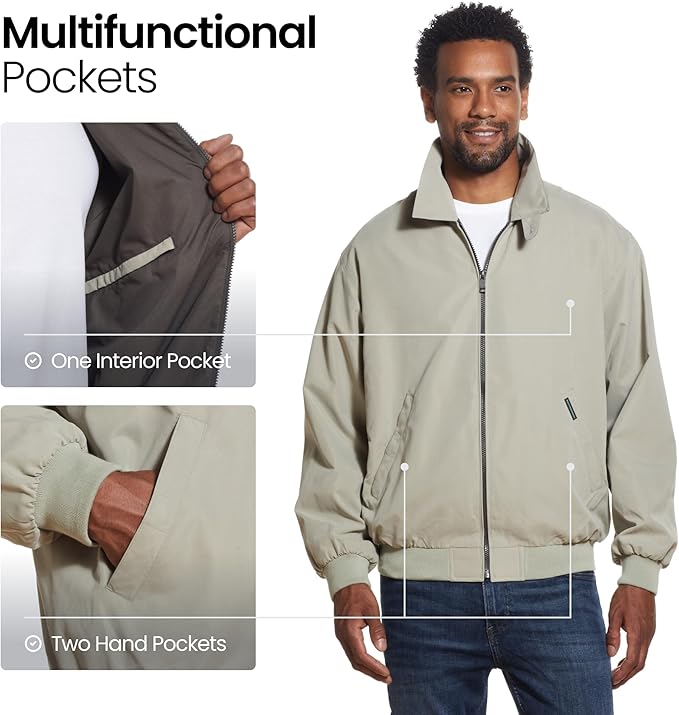 Weatherproof Men's Golf Jacket - Lightweight Windbreaker, Water-Resistant Microfiber Shell, Perfect for Golf & Casual Wear