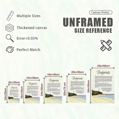 Footprints in the Sand Religious Canvas Wall Art Posters, Inspirational Beach Sunset Poem Print Poster (Unframed 20x30inch, Footprints(5))