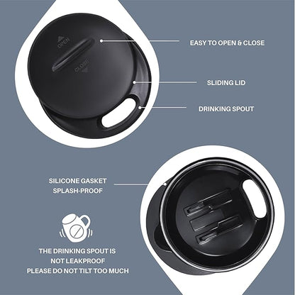 Ideus 16 oz Insulated Coffee Mug with Handle and Lid, Double Wall Stainless Steel Vacuum Thermal Coffee Mug, Travel Coffee Cup Thermal Cup for Home and Office, Leopard Gray