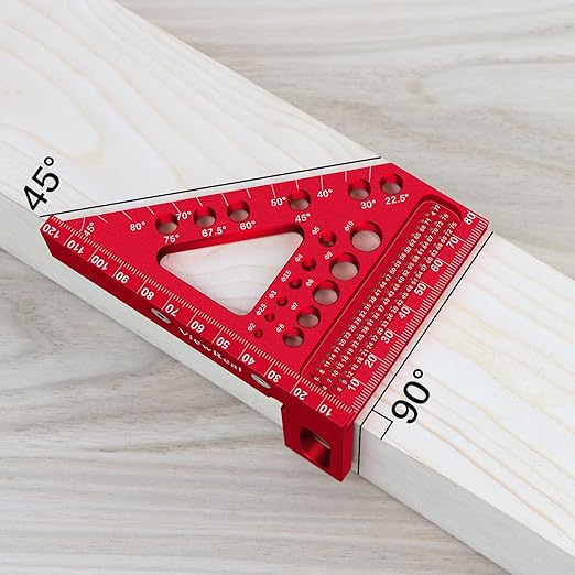 Metric Versatile Carpenter Square Scribing Ruler, 3D Multi-Angle Measuring Tool with Angle Pin Aluminum Alloy 22.5-90 Degree, CM Scale for Woodworking, Engineering, Construction