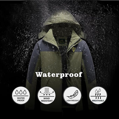 GIISAM Rain Jacket for Men, Mens Waterproof Raincoat Lightweight Rain Jackets Outdoor Rain Coat Windbreaker with Hood