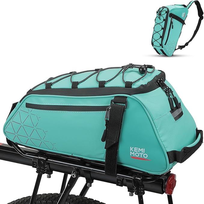 KEMIMOTO Rear Bike Rack Bag - 8L PVC Water Resistant Ebike Bags for Bicycle Rear Rack, Bicycle Trunk Pannier for Commuter Travel Shopping and Cycling (Green)