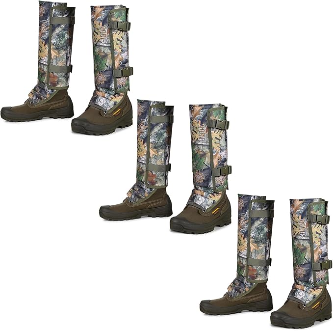 QOGIR Snake Gaiters 3 Pack: Durable Snake Guards for Hunting, Snake Gaiter Leggings for Men & Women, Snake Bite Protection for Lower Legs, Snake Proof Gaiters