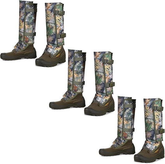 QOGIR Snake Gaiters 3 Pack: Durable Snake Guards for Hunting, Snake Gaiter Leggings for Men & Women, Snake Bite Protection for Lower Legs, Snake Proof Gaiters