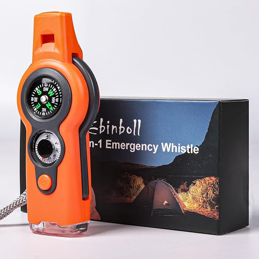 Emergency Survival Function Whistle, Outdoor Multifunctional Tool Safety Whistle with Lanyard, Ideal for Kayaking, Boating, Hiking, Camping, Climbing, Hunting, Fishing, Rescue Signaling