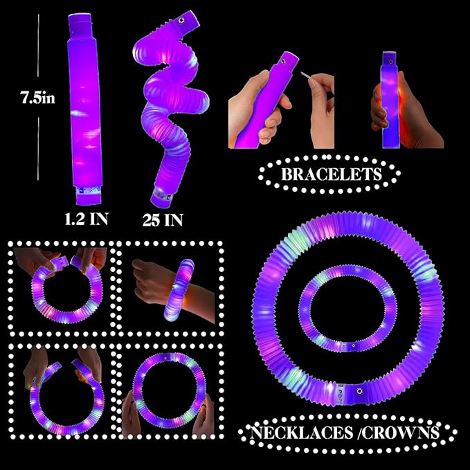 Purple 12 Pack Light Up Party Favors Supplies,Bulk Glow Sticks Bracelet,Necklace Accessories for Kids,Birthday Return Gifts Treats,Easter Basket Goodie Bag Stuffer Fillers for Boys Girls