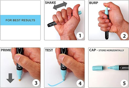 TOOLI-ART Black And White Acrylic Paint Markers Paint Pens Set For Rock Painting, Canvas, Mugs, Metal, Glass Paint, Fabric, Wood, DIY. Non Toxic, Quick Dry,Waterbas (EXTRA FINE & MEDIUM)