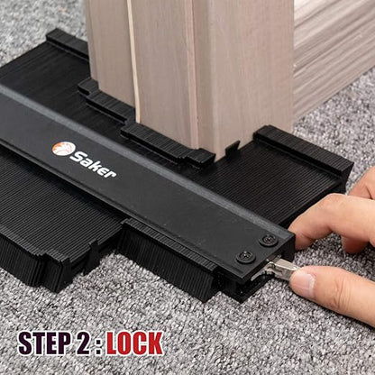 Saker Contour Duplication Gauge-Adjustable Lock -Precisely Copy Irregular Shape -Irregular Welding Woodworking Tracing - Must Have Tool for DIY Handyman, Construction(10 Inch+5 Inch) (Black)