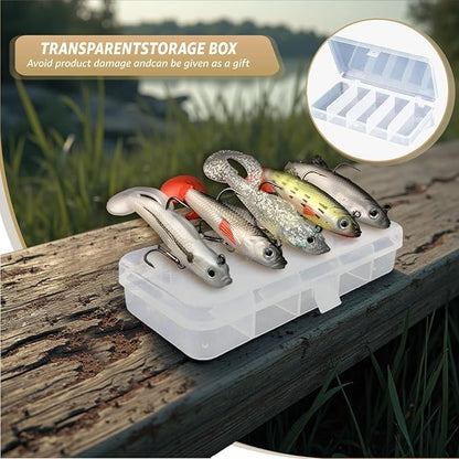 Inmorven Soft Fishing Lures Shad Minnow Swimbaits, Pre-Rigged Jig Head Paddle Tail Swimbaits for Freshwater and Saltwater, Jigs Fishing Bait for Bass Crappie Trout Walleye, Fishing Gifts for Men