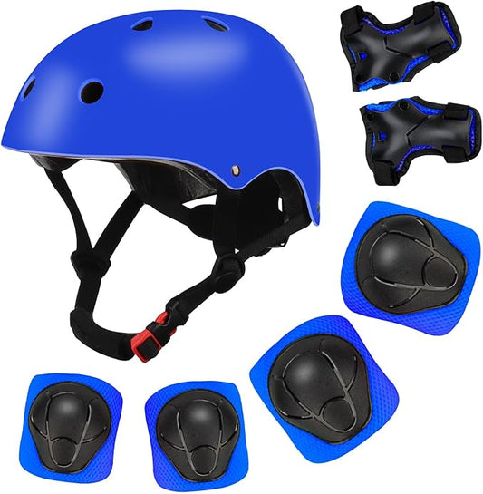 Color Gradient Adjustable Kids Bike Helmet with Knee & Elbow Pads Set | Multi-Sport Safety Gear for Boys & Girls Ages 5-14 | Skateboarding, Scooters, Roller & Inline Skating, Longboarding