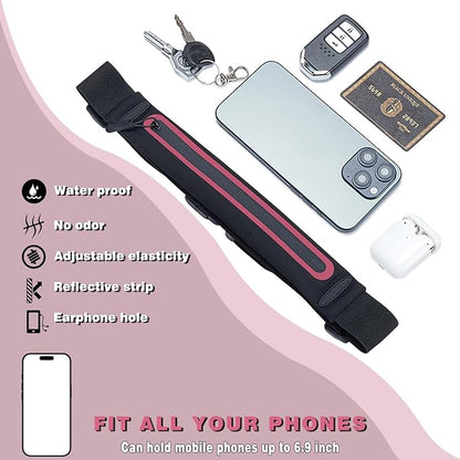 Slim Running Belt Fanny Packs for Women Man,Adjustable WaterProof Running Pouch Waist Bag for Workout Jogging,Elastic Phone Holder for Runner Comes with Reflective Armbands