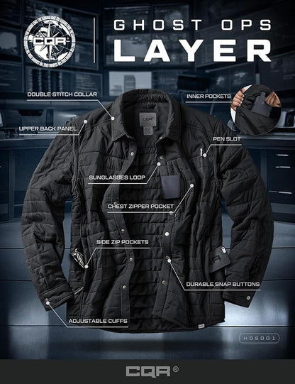 CQR Men's Lightweight Insulated Jacket, Windproof Packable Water Resistant Warm Active Coat for Hiking Work Outdoor Tactical